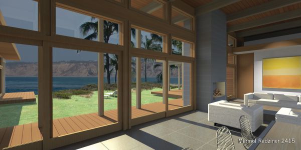 Marmol Radziner - LA - Interior Large Window Rendering