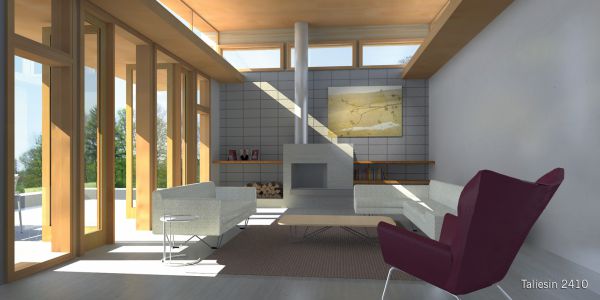 Taliesin Arch. - Design 2410 - Interior Living Area View