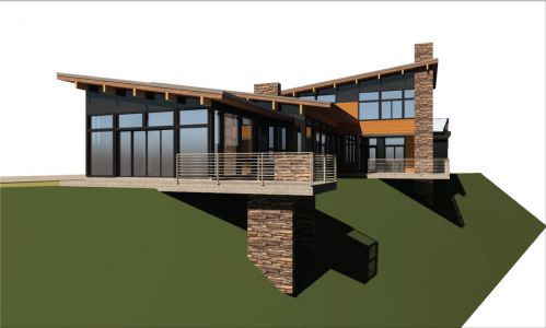Salida - Executive - Waterfront Color Rendering River Side - Side Deck View
